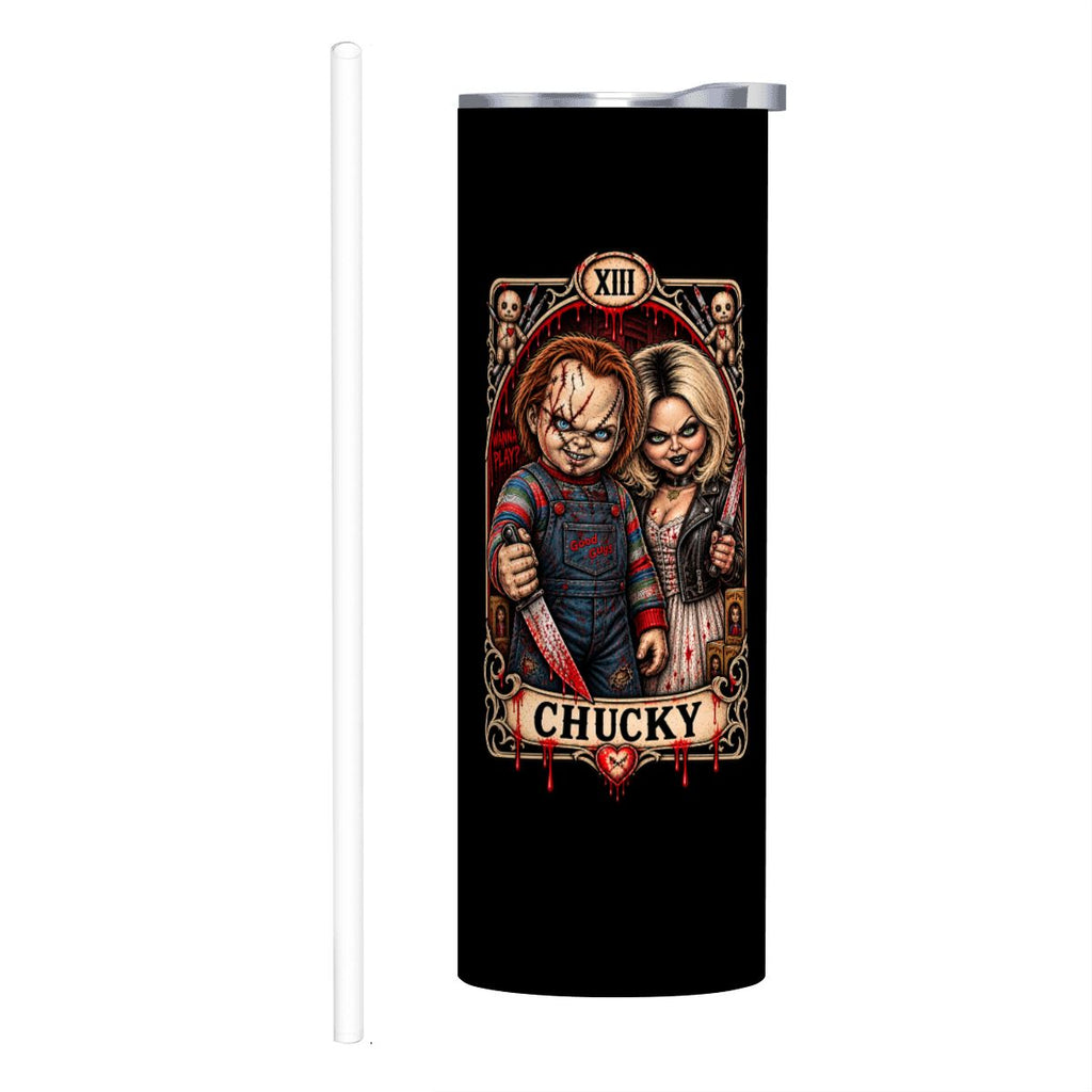 Black 20oz Chucky Stainless Steel Tumbler with Straw