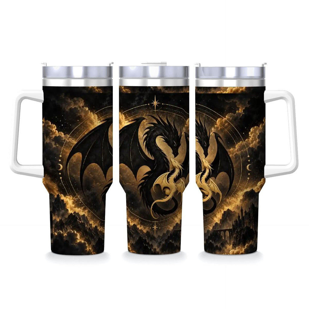 Dragon's Coffee Mug with Handle and Straw (40oz)