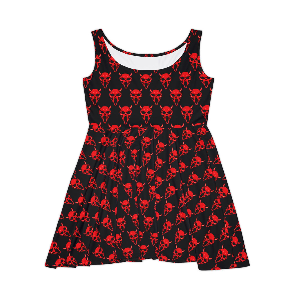 Red Skull Black Skater Dress