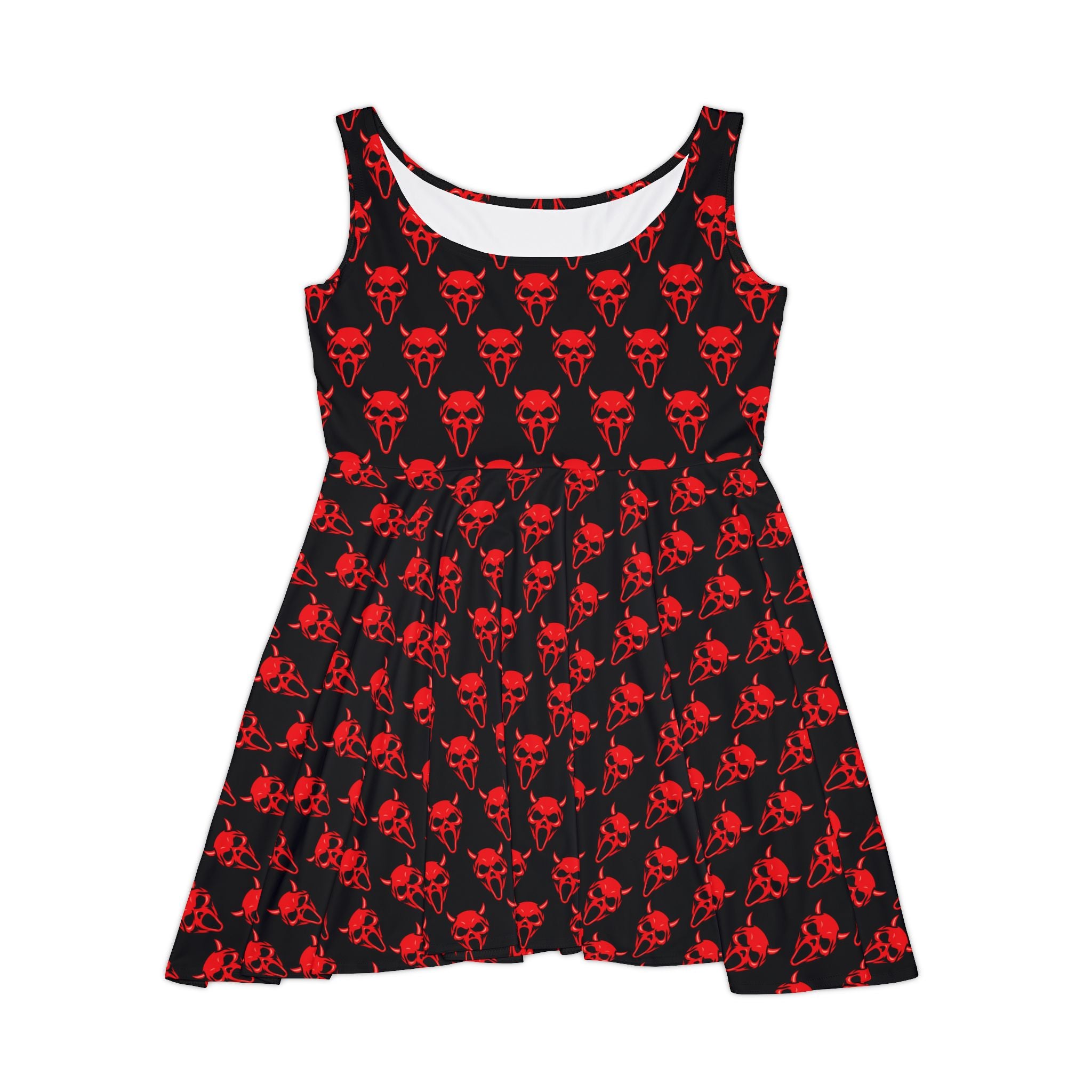 Red Skull Black Skater Dress