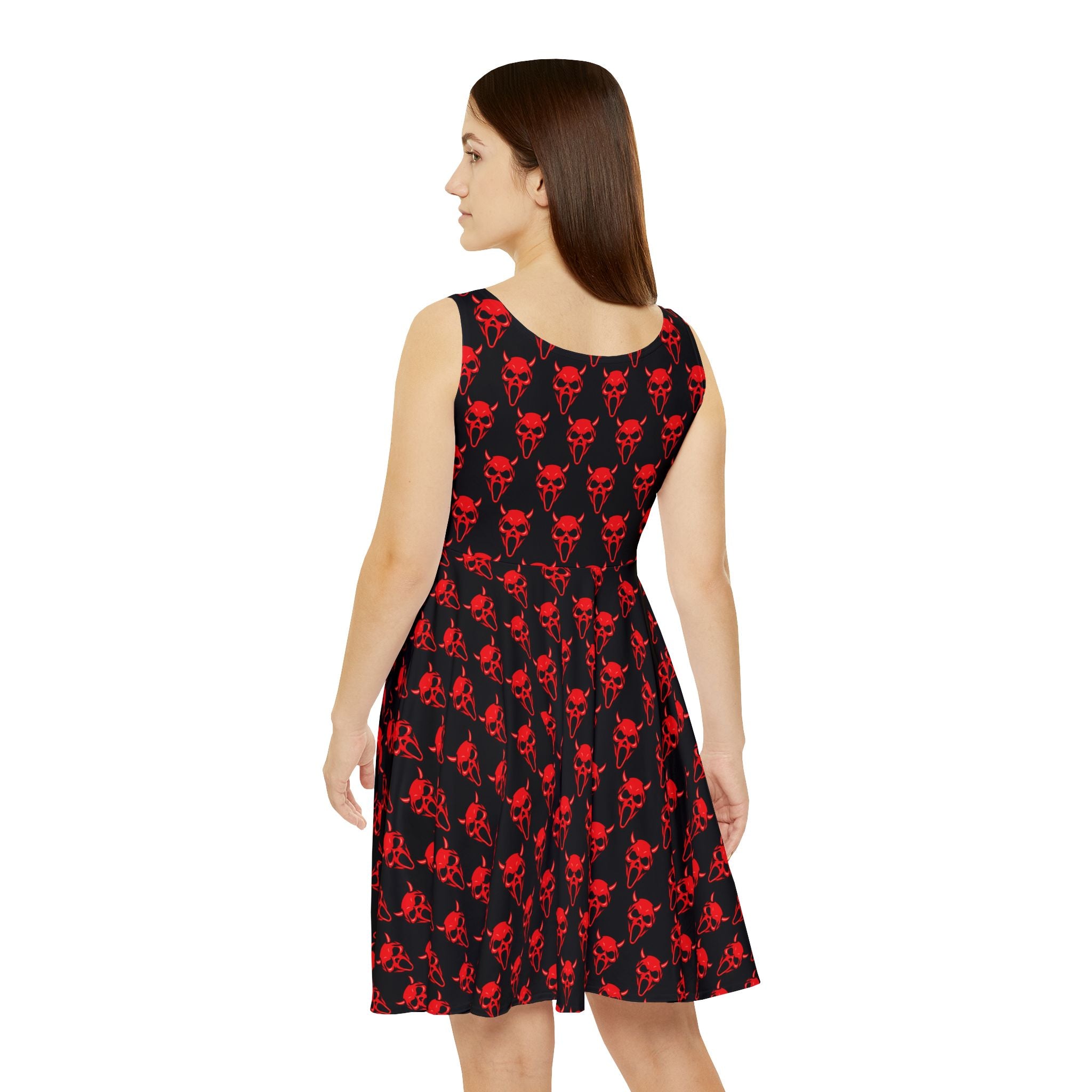 Red Skull Black Skater Dress