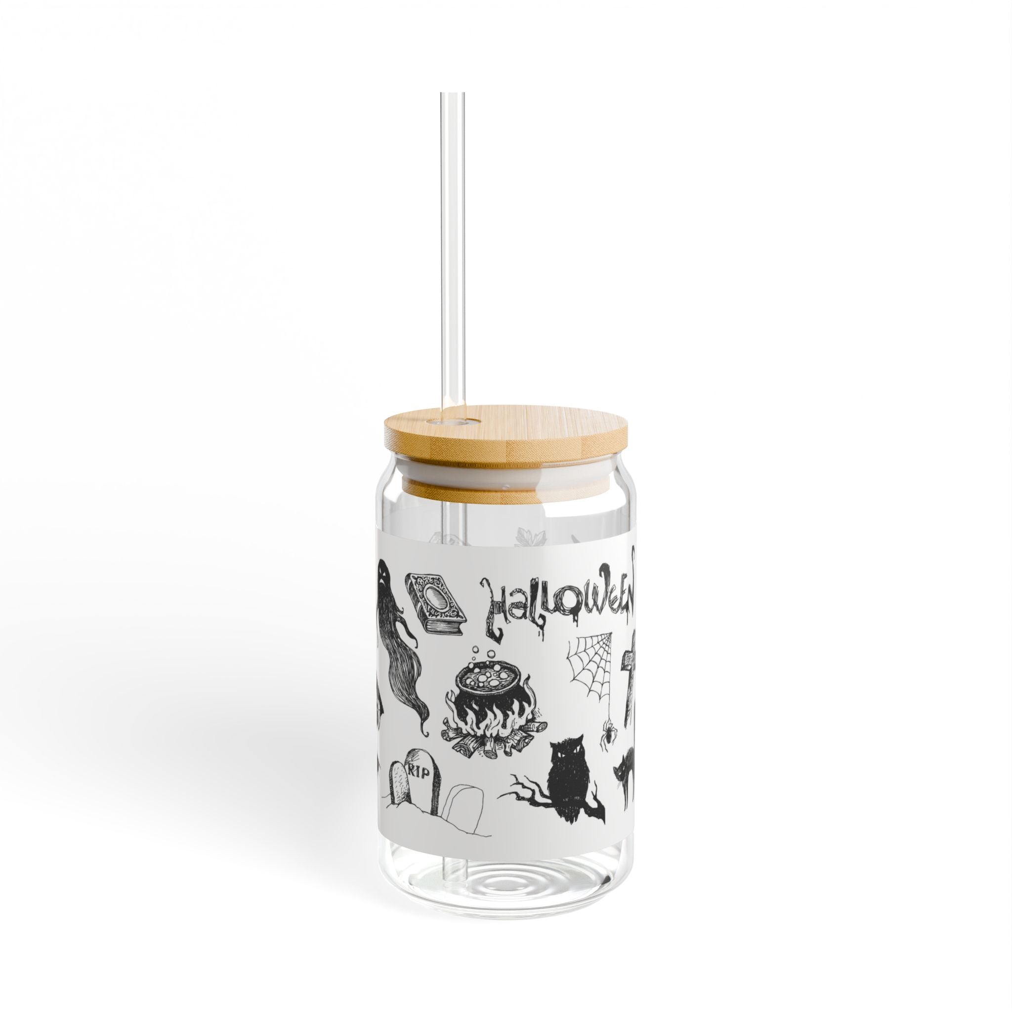 Halloween Tattoo Glass Sipper, 16oz