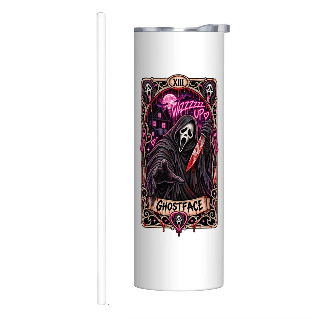 20oz Ghostface Stainless Steel Tumbler with Straw