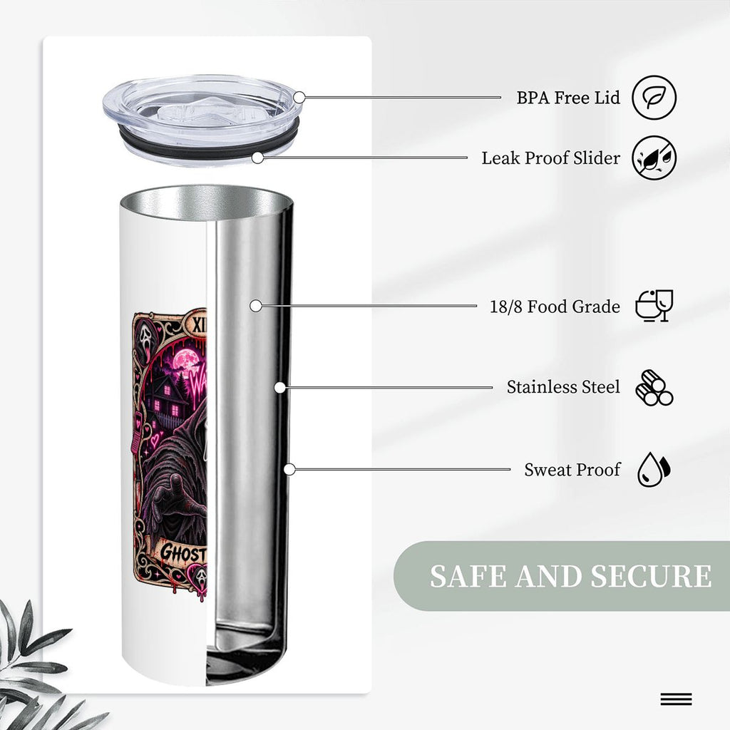 20oz Ghostface Stainless Steel Tumbler with Straw
