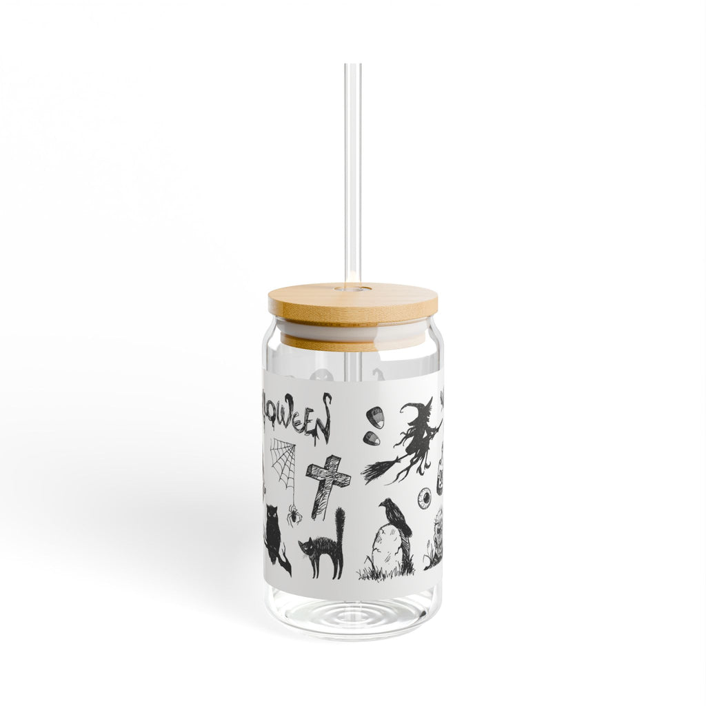 Halloween Tattoo Glass Sipper, 16oz