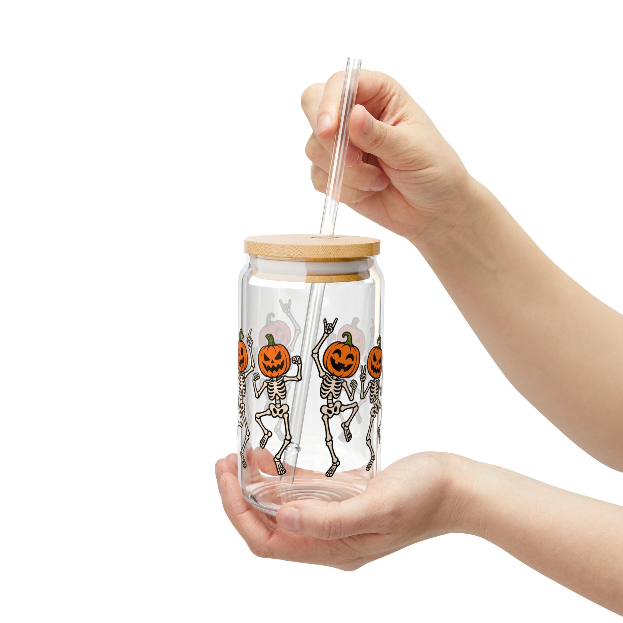 Dancing Skeletons 16oz Sipper Glass with Straw