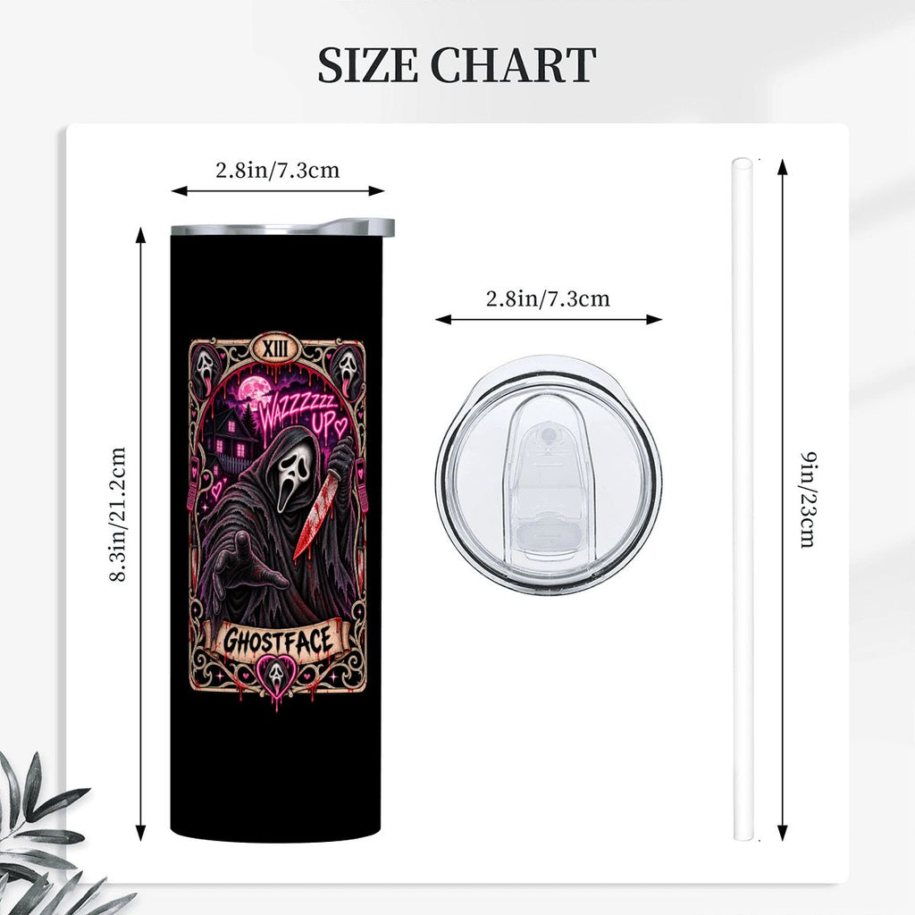 Black 20oz Ghostface Stainless Steel Tumbler with Straw