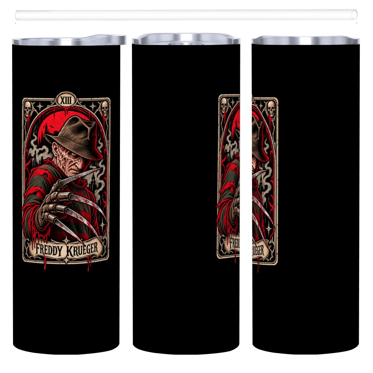 Black 20oz Freddy Stainless Steel Tumbler with Straw