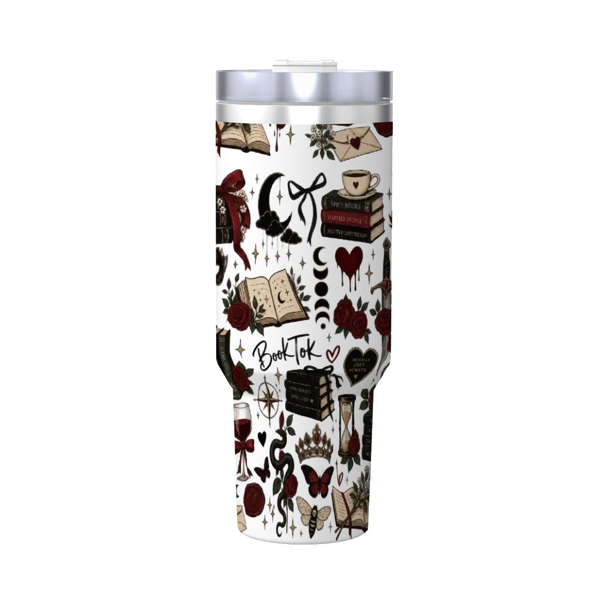 Book theme Coffee Mug with Handle and Straw (40oz)