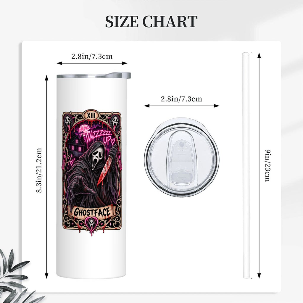 20oz Ghostface Stainless Steel Tumbler with Straw