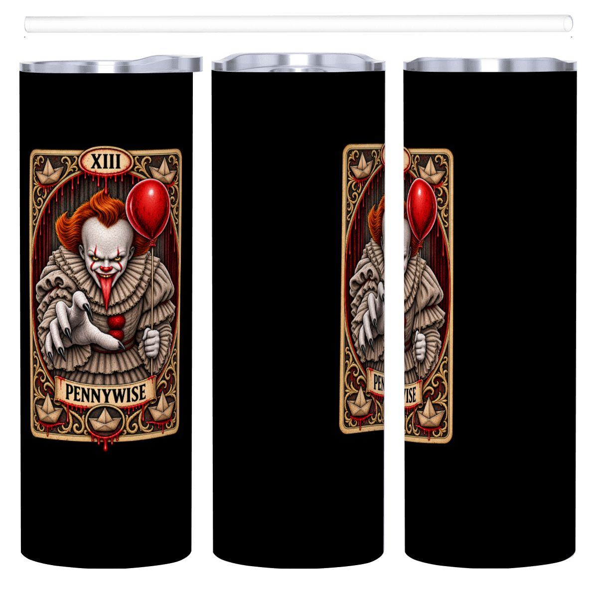 Black 20oz Pennywise Stainless Steel Tumbler with Straw