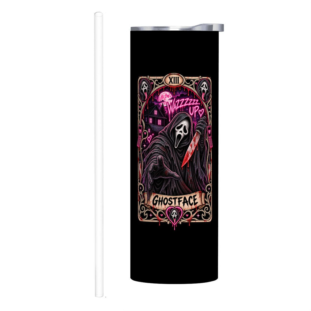 Black 20oz Ghostface Stainless Steel Tumbler with Straw