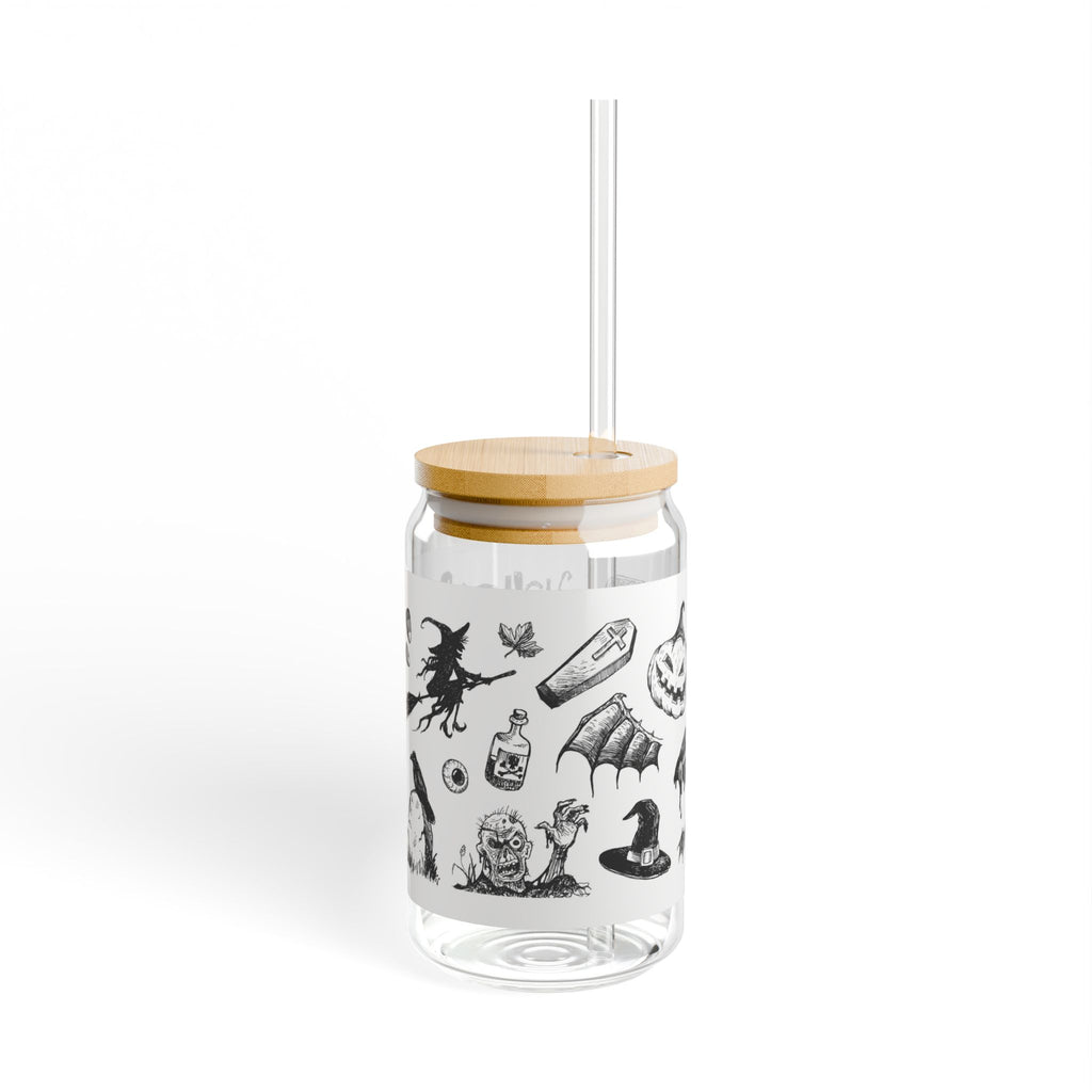 Halloween Tattoo Glass Sipper, 16oz