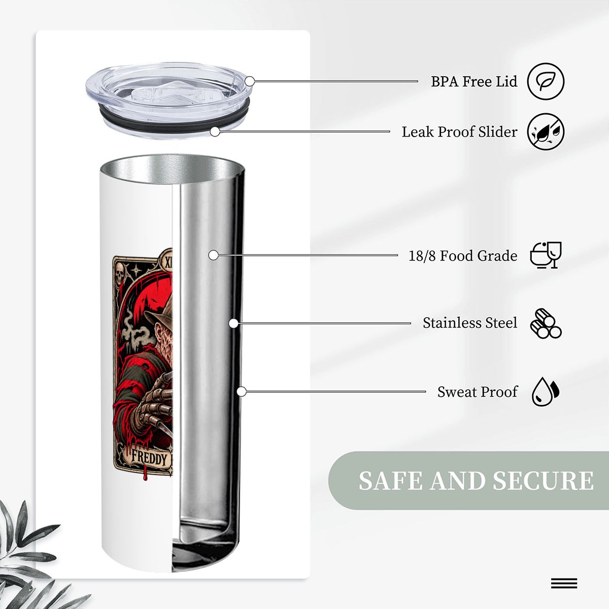 20oz Freddy Stainless Steel Tumbler with Straw