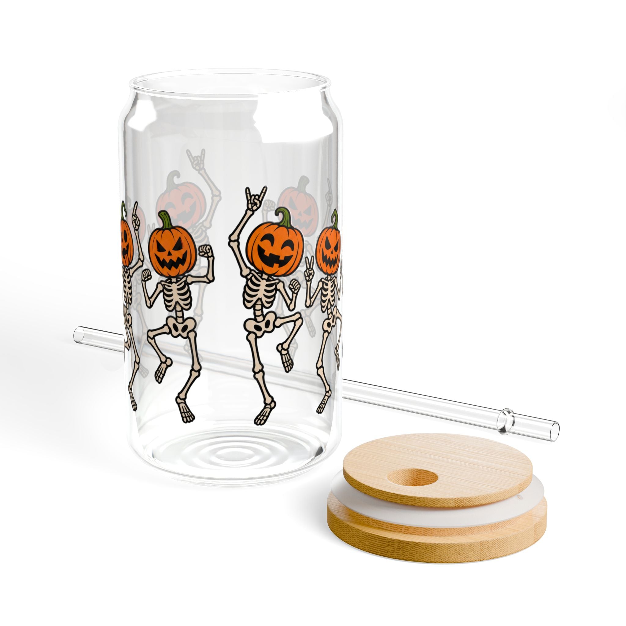 Dancing Skeletons 16oz Sipper Glass with Straw