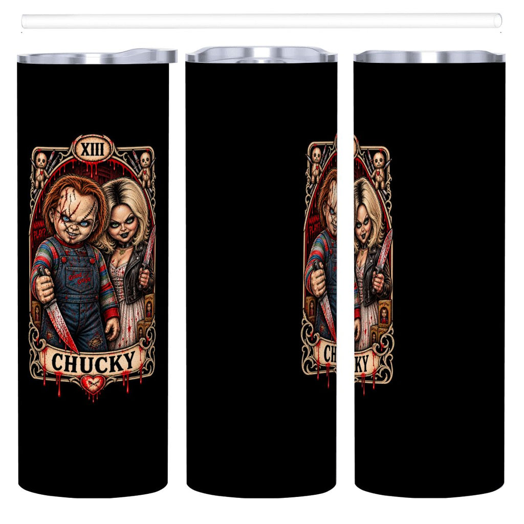 Black 20oz Chucky Stainless Steel Tumbler with Straw