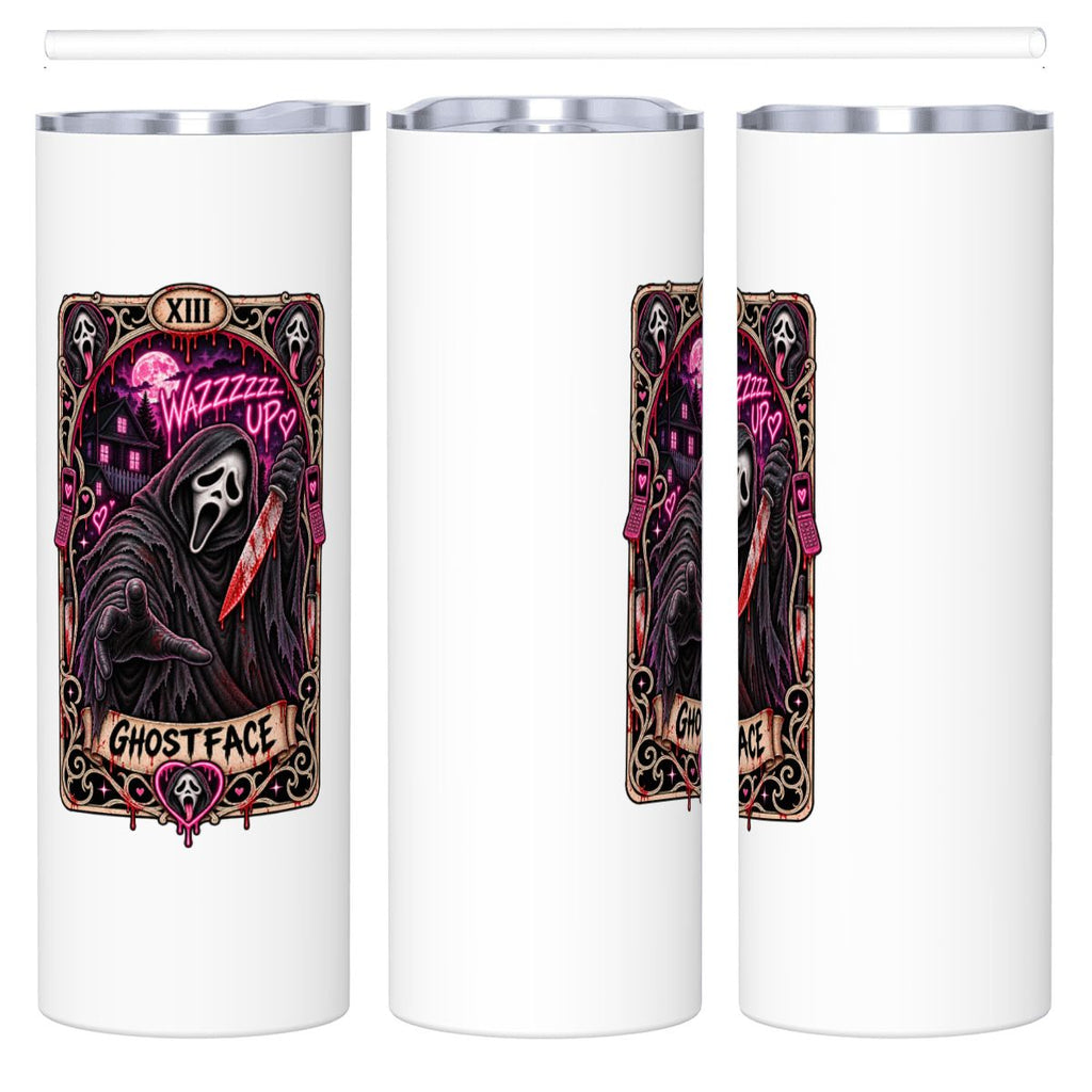 20oz Ghostface Stainless Steel Tumbler with Straw