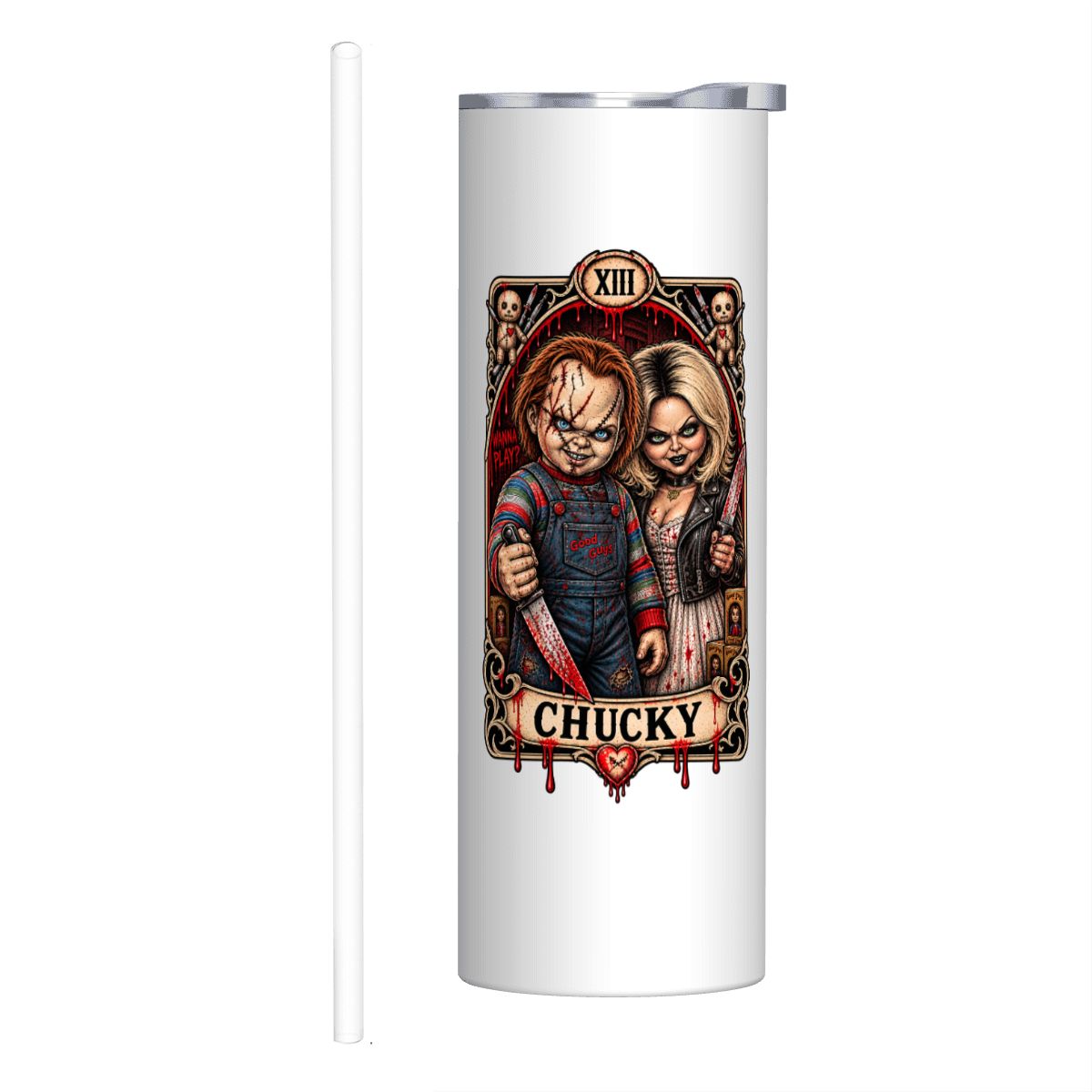 20oz Chucky Stainless Steel Tumbler with Straw