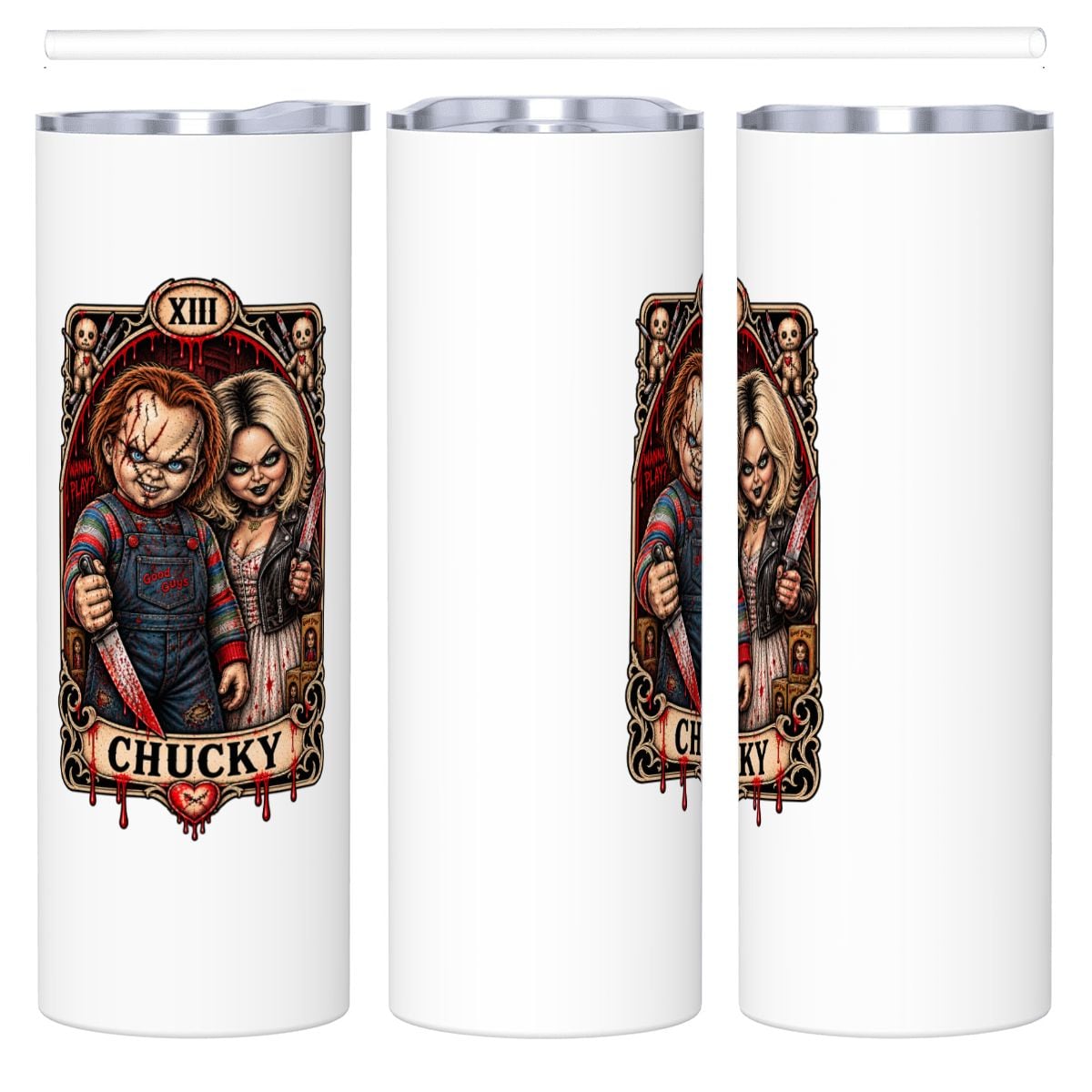 20oz Chucky Stainless Steel Tumbler with Straw