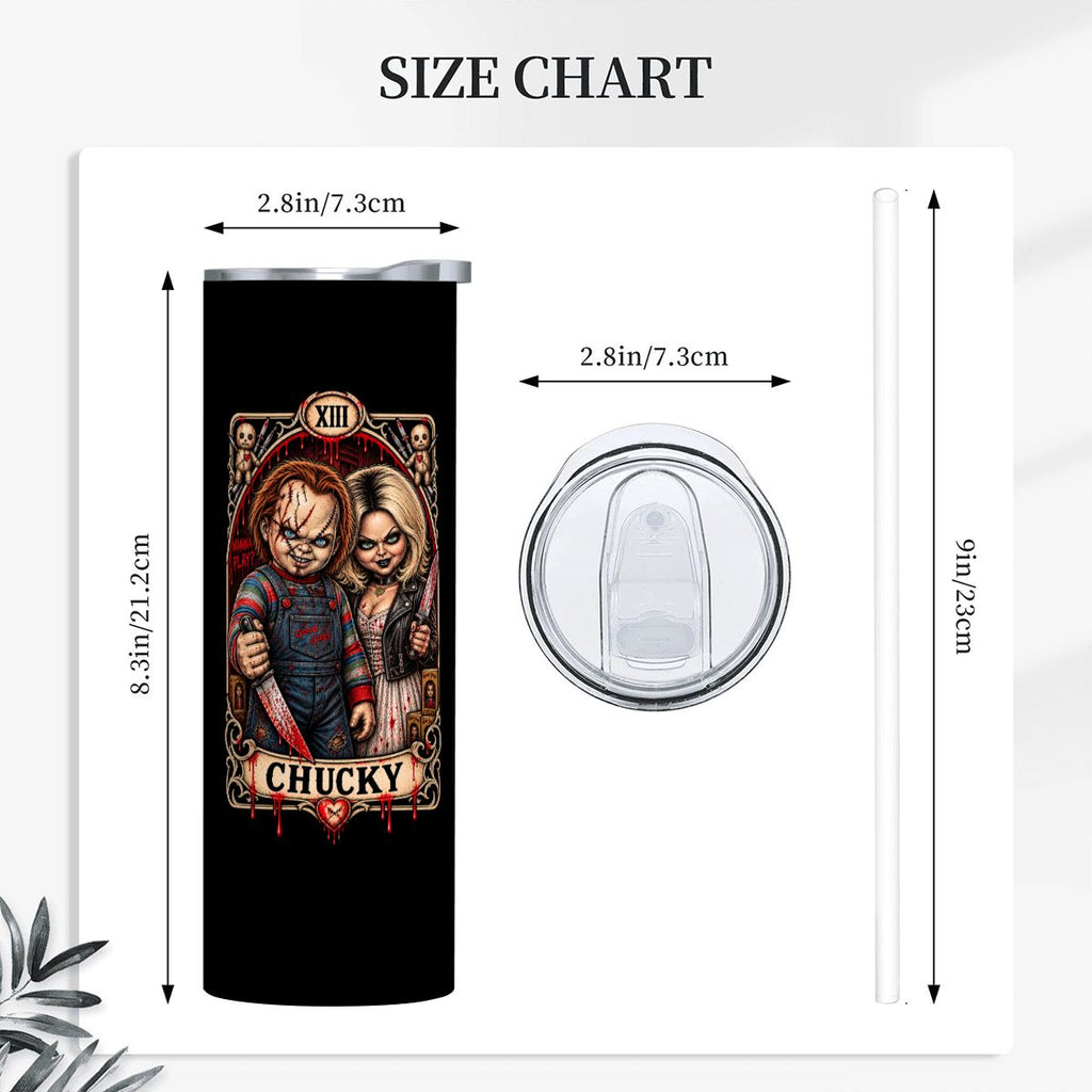 Black 20oz Chucky Stainless Steel Tumbler with Straw
