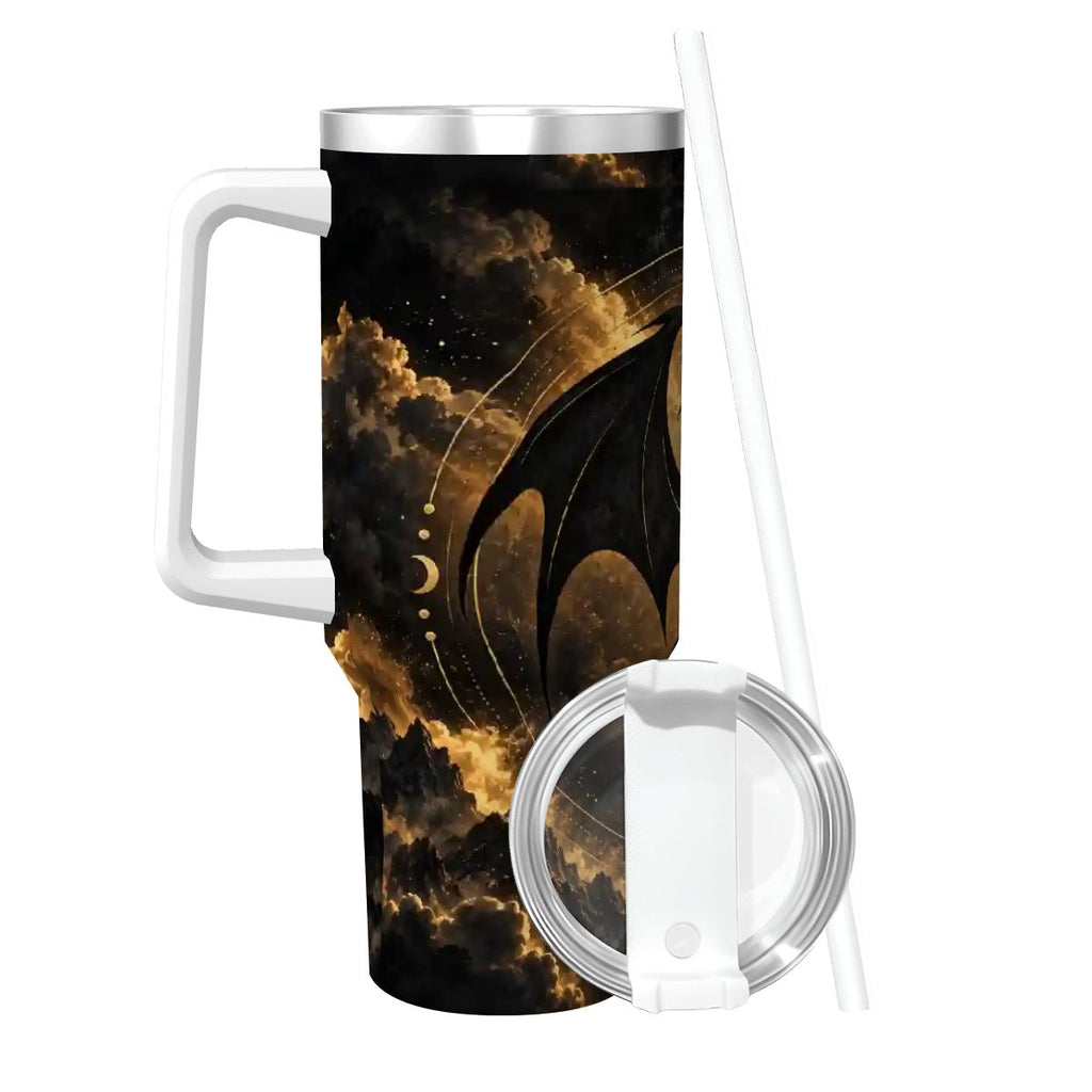 Dragon's Coffee Mug with Handle and Straw (40oz)