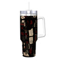 Black Book Theme Coffee Mug with Handle and Straw (40oz)