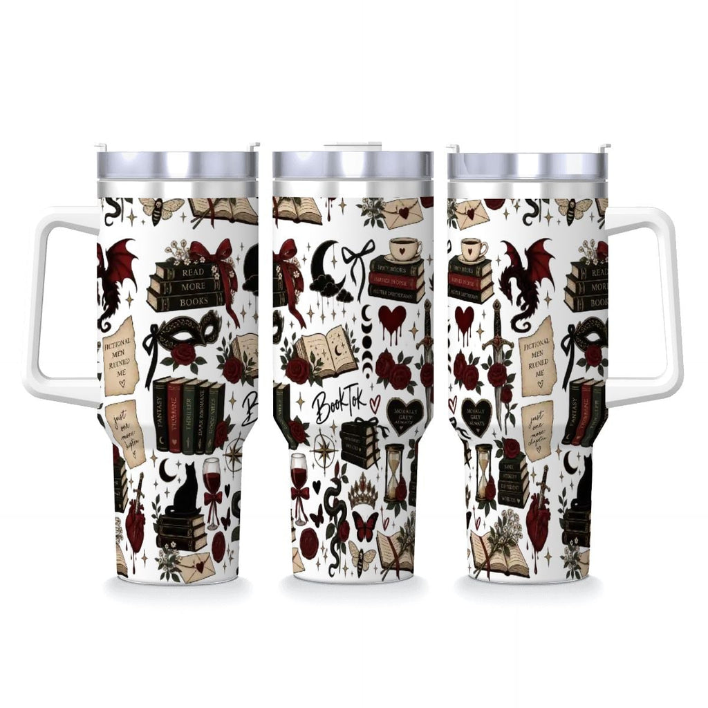 Book theme Coffee Mug with Handle and Straw (40oz)