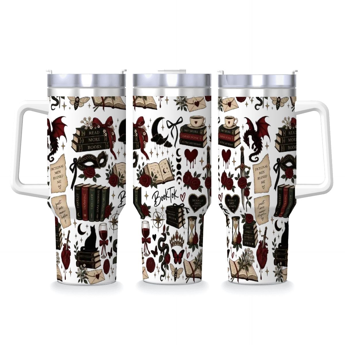 Book theme Coffee Mug with Handle and Straw (40oz)