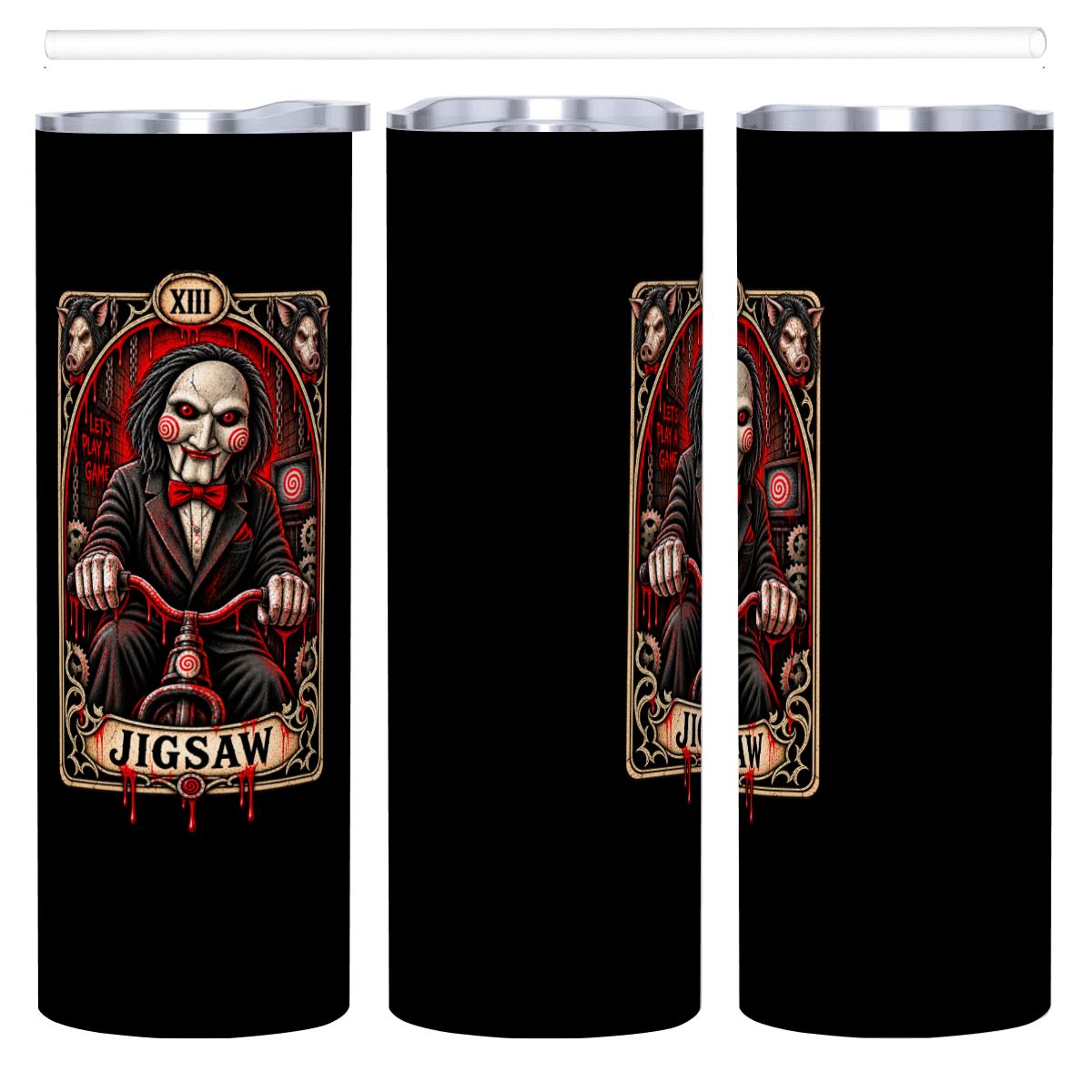 Black 20oz Jigsaw Stainless Steel Tumbler with Straw