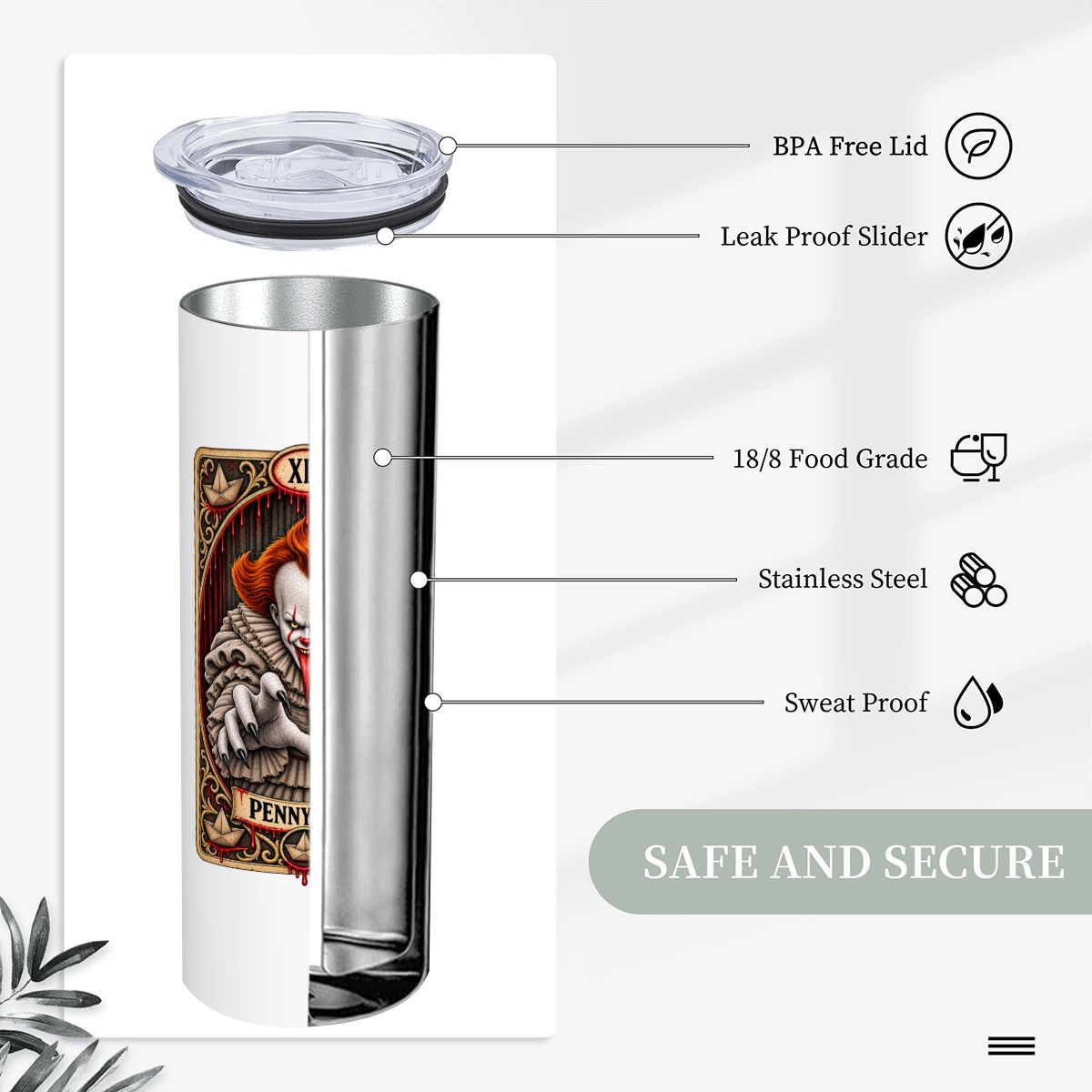 20oz Pennywise Stainless Steel Tumbler with Straw
